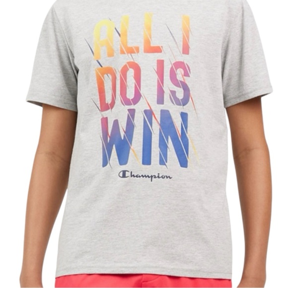🆕 CHAMPION© BOYS’ SHORT SLEEVE TEE! GRAY TEE, OMBRE GRAPHICS W/LOGO SZ.8 (MED) - Picture 2 of 16